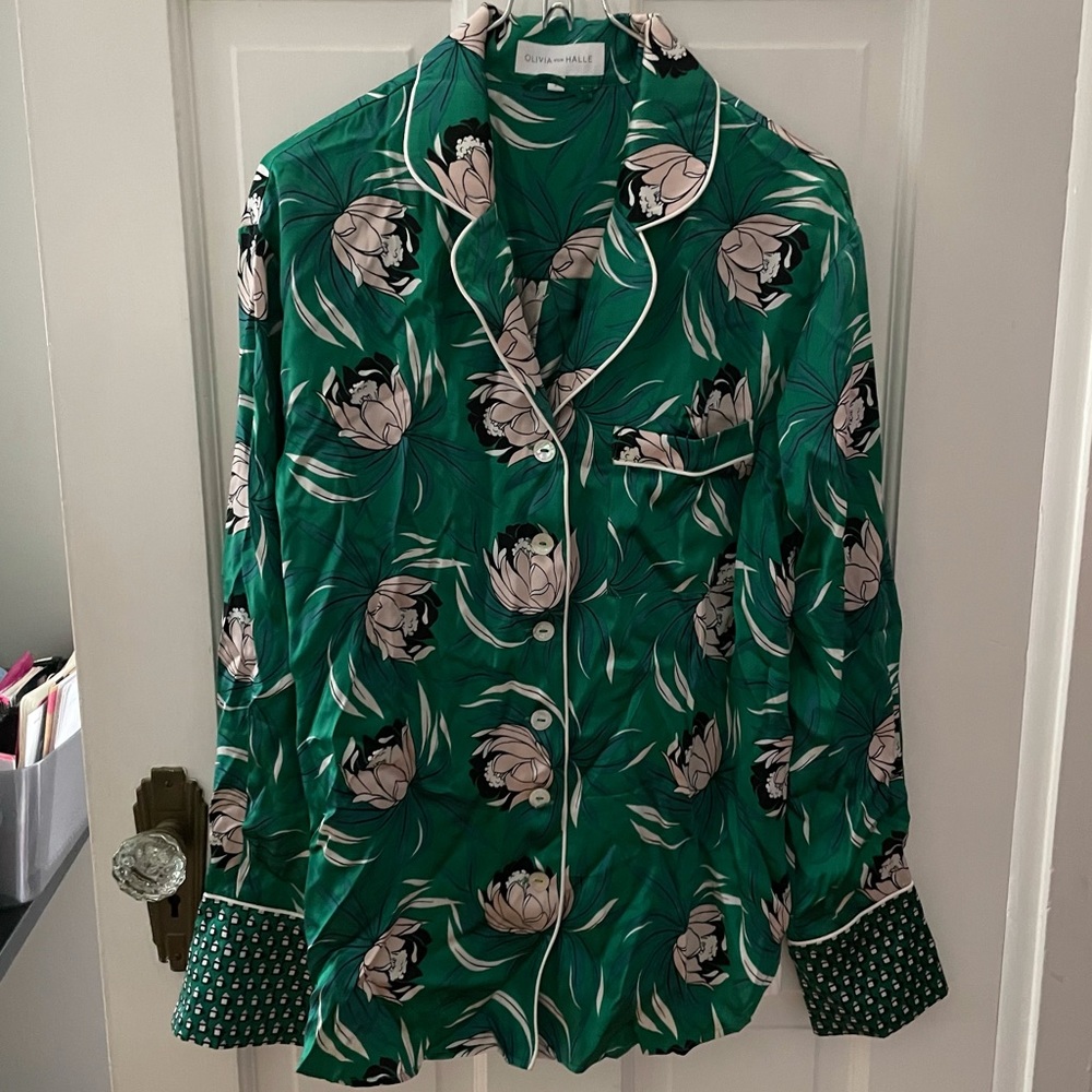 Olivia Von Halle Silk Pajama Top